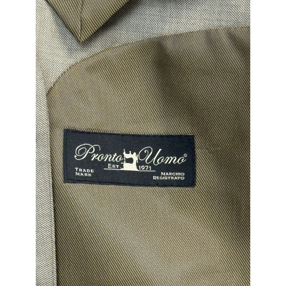 Pronto Uomo‎ Sport Coat Jacket Mens 46L Light Brown Wool Blazer 2 Button